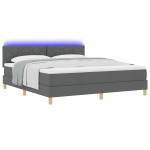 vidaXL Pat cu arcuri cu saltea Gri închis 180 x 200 cm țesătură vidaXL Pat cu arcuri cu saltea Gri închis 180 x 200 cm țesătură