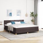 vidaXL Pat cu arcuri cu saltea Maro închis 180 x 200 cm țesătură vidaXL Pat cu arcuri cu saltea Maro închis 180 x 200 cm țesătură