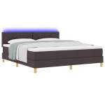 vidaXL Pat cu arcuri cu saltea Maro închis 180 x 200 cm țesătură vidaXL Pat cu arcuri cu saltea Maro închis 180 x 200 cm țesătură