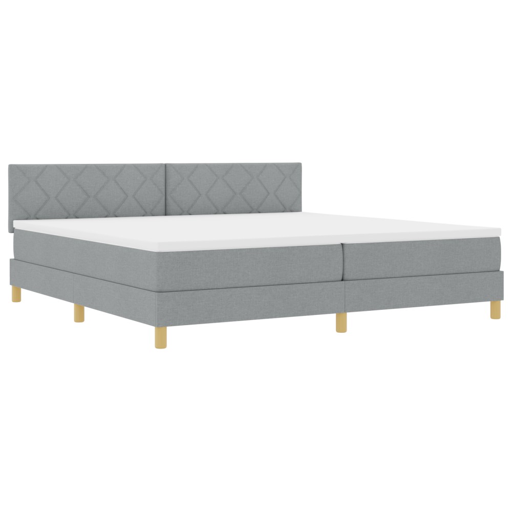 vidaXL Pat cu suport pentru saltea și LED Gri deschis 200x200 cm Țesătură