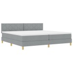 vidaXL Pat cu arcuri cu saltea Gri deschis 200 x 200 cm țesătură