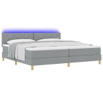 vidaXL Pat cu arcuri cu saltea Gri deschis 200 x 200 cm țesătură