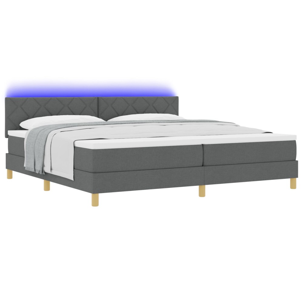vidaXL Pat cu arcuri cu saltea Gri închis 200 x 200 cm țesătură