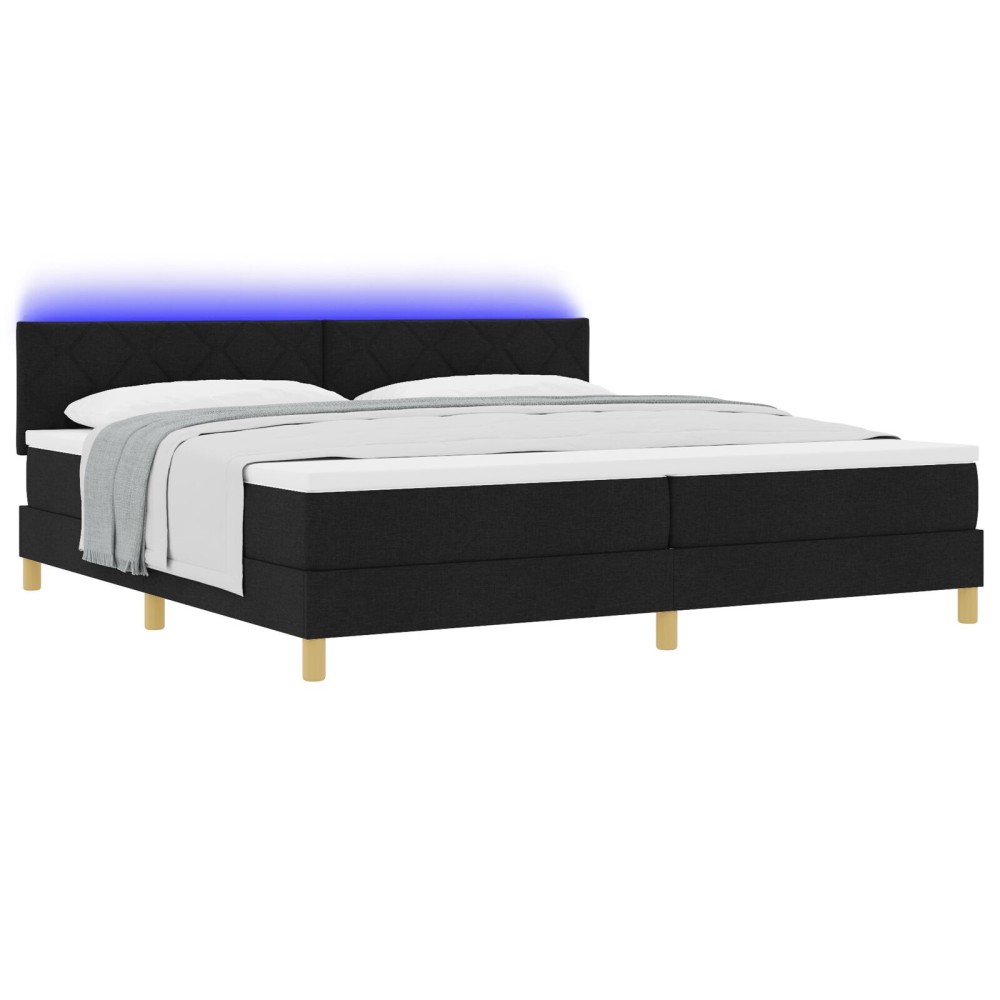 vidaXL Pat cu arcuri cu saltea Negru 200 x 200 cm țesătură