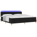 vidaXL Pat cu arcuri cu saltea Negru 200 x 200 cm țesătură vidaXL Pat cu arcuri cu saltea Negru 200 x 200 cm țesătură
