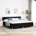 vidaXL Pat cu arcuri cu saltea Negru 200 x 200 cm țesătură vidaXL Pat cu arcuri cu saltea Negru 200 x 200 cm țesătură
