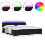 vidaXL Pat cu arcuri cu saltea Negru 200 x 200 cm țesătură vidaXL Pat cu arcuri cu saltea Negru 200 x 200 cm țesătură