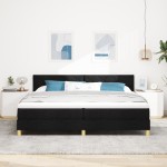 vidaXL Pat cu arcuri cu saltea Negru 200 x 200 cm țesătură vidaXL Pat cu arcuri cu saltea Negru 200 x 200 cm țesătură