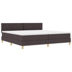 vidaXL Pat cu arcuri cu saltea Maro închis 200 x 200 cm țesătură vidaXL Pat cu arcuri cu saltea Maro închis 200 x 200 cm țesătură