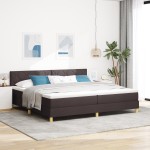 vidaXL Pat cu arcuri cu saltea Maro închis 200 x 200 cm țesătură vidaXL Pat cu arcuri cu saltea Maro închis 200 x 200 cm țesătură