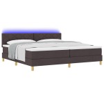 vidaXL Pat cu arcuri cu saltea Maro închis 200 x 200 cm țesătură vidaXL Pat cu arcuri cu saltea Maro închis 200 x 200 cm țesătură