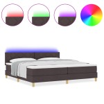 vidaXL Pat cu arcuri cu saltea Maro închis 200 x 200 cm țesătură vidaXL Pat cu arcuri cu saltea Maro închis 200 x 200 cm țesătură