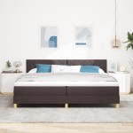 vidaXL Pat cu arcuri cu saltea Maro închis 200 x 200 cm țesătură vidaXL Pat cu arcuri cu saltea Maro închis 200 x 200 cm țesătură