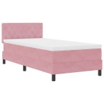 Pat Box Spring vidaXL cu Saltea și LED Roz 90x190 cm Catifea Pat Box Spring vidaXL cu Saltea și LED Roz 90x190 cm Catifea