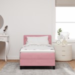 Pat Box Spring vidaXL cu Saltea și LED Roz 90x190 cm Catifea Pat Box Spring vidaXL cu Saltea și LED Roz 90x190 cm Catifea