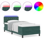 vidaXL Pat cu arcuri cu saltea Verde închis 90 x 200 cm Catifea vidaXL Pat cu arcuri cu saltea Verde închis 90 x 200 cm Catifea