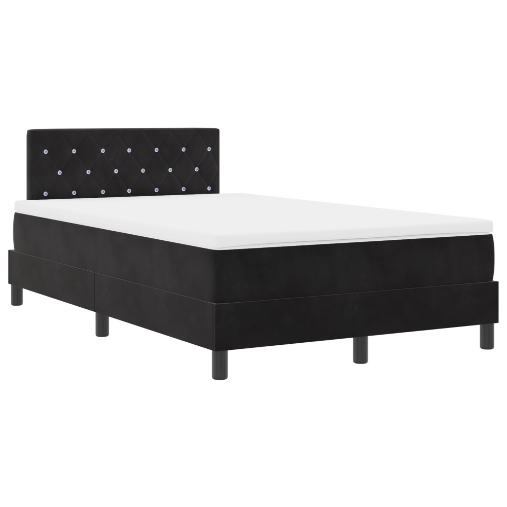 vidaXL Pat cu suport de arcuri și saltea LED Negru 120x190 cm Catifea