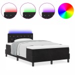 vidaXL Pat cu arcuri cu saltea cu headboard Negru 120 x 190 cm Catifea