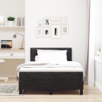vidaXL Pat cu arcuri cu saltea cu headboard Negru 120 x 190 cm Catifea