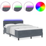 Pat Box Spring vidaXL cu Saltea & LED Gri Întunecat 140x190 cm Catifea Pat Box Spring vidaXL cu Saltea & LED Gri Întunecat 140x190 cm Catifea