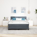 Pat Box Spring vidaXL cu Saltea & LED Gri Întunecat 140x190 cm Catifea Pat Box Spring vidaXL cu Saltea & LED Gri Întunecat 140x190 cm Catifea