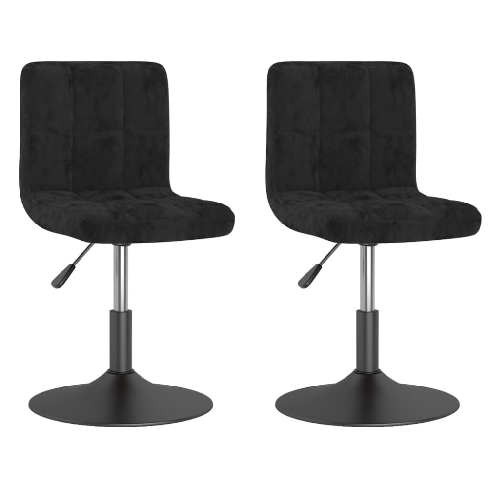 vidaXL Scaune de bucătărie pivotante, 2 buc., negru, catifea