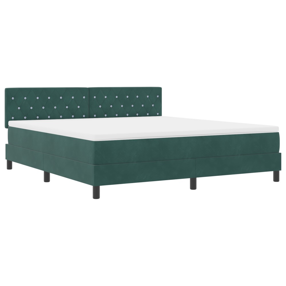 vidaXL Pat cu arcuri cu saltea Verde închis 180 x 200 cm Catifea