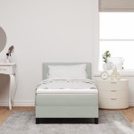 Pat Box Spring vidaXL cu Saltea & LED Gri deschis 90x200 cm Catifea Pat Box Spring vidaXL cu Saltea & LED Gri deschis 90x200 cm Catifea