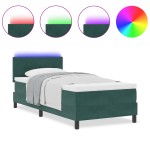 vidaXL Pat cu arcuri cu saltea Verde închis 90 x 200 cm Catifea vidaXL Pat cu arcuri cu saltea Verde închis 90 x 200 cm Catifea
