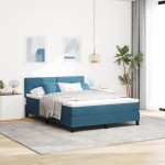 Pat cu arcuri și saltea vidaXL cu LED Albastru Întunecat 140x190 cm Catifea Pat cu arcuri și saltea vidaXL cu LED Albastru Întunecat 140x190 cm Catifea