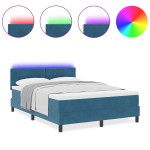 Pat cu arcuri și saltea vidaXL cu LED Albastru Întunecat 140x190 cm Catifea Pat cu arcuri și saltea vidaXL cu LED Albastru Întunecat 140x190 cm Catifea