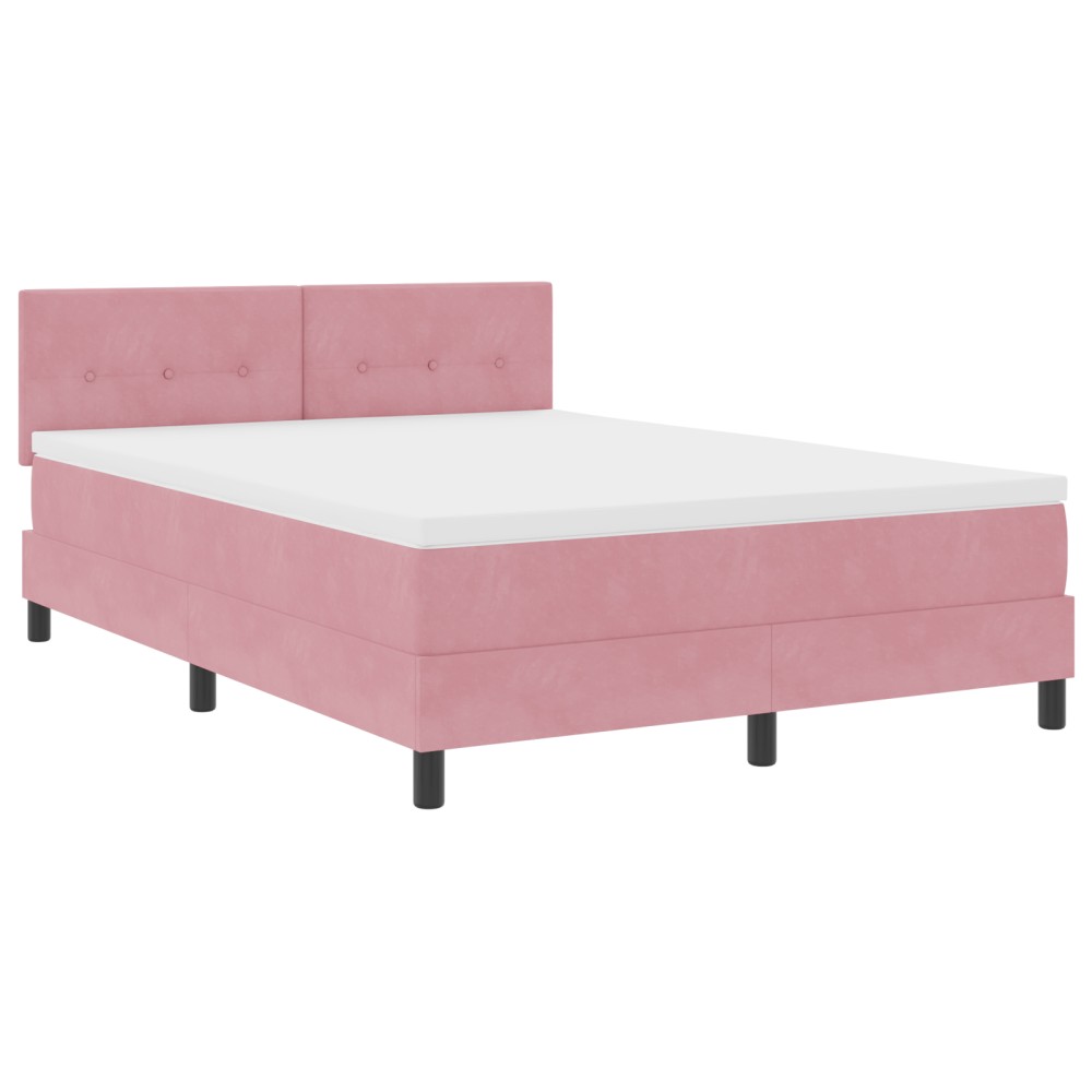 Pat cu saltea vidaXL și LED Roz 140x190 cm Catifea
