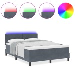 vidaXL Pat cu arcuri cu saltea Gri închis 140 x 200 cm Catifea vidaXL Pat cu arcuri cu saltea Gri închis 140 x 200 cm Catifea