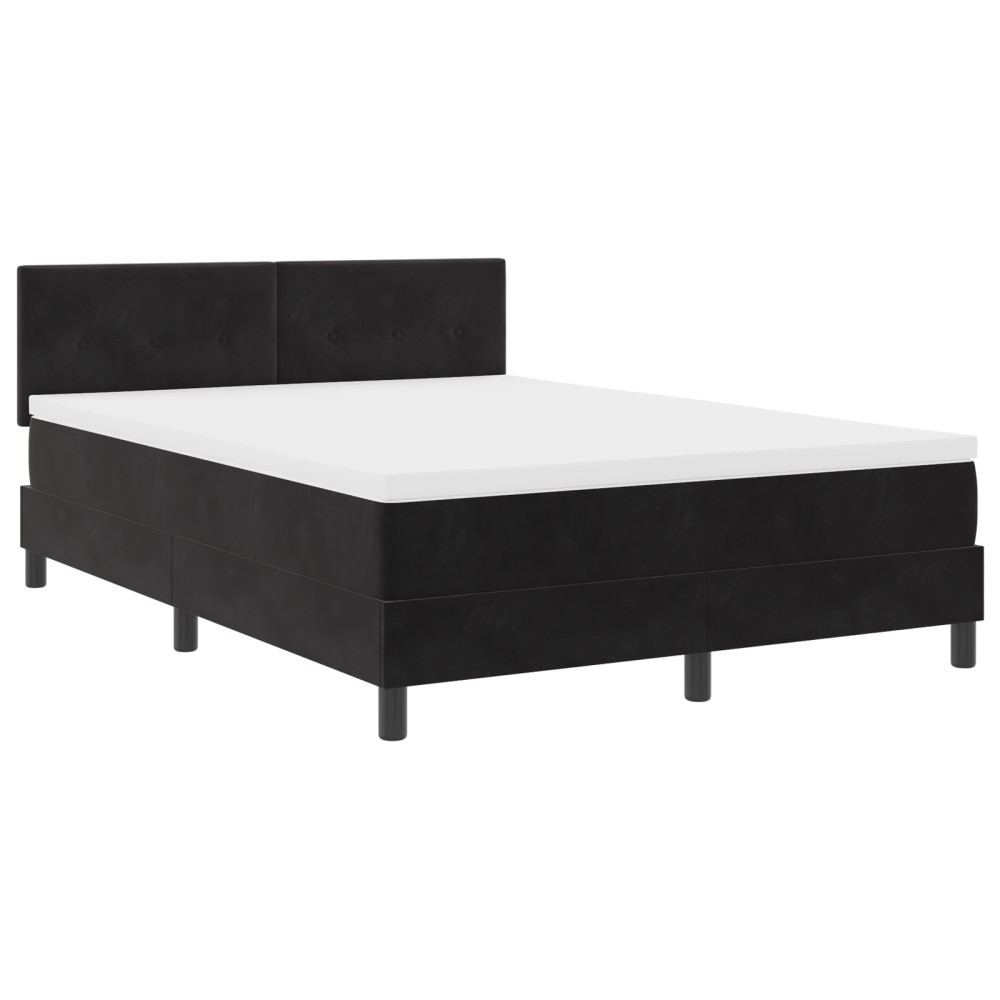 Pat box spring vidaXL cu saltea și LED Negru 140x200 cm Catifea
