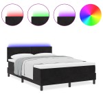 Pat box spring vidaXL cu saltea și LED Negru 140x200 cm Catifea Pat box spring vidaXL cu saltea și LED Negru 140x200 cm Catifea