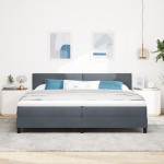 vidaXL Pat cu arcuri cu saltea Gri închis 200 x 200 cm Catifea vidaXL Pat cu arcuri cu saltea Gri închis 200 x 200 cm Catifea