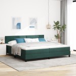 Pat Box Spring vidaXL cu Saltea și LED Verde închis 200x200 cm Catifea Pat Box Spring vidaXL cu Saltea și LED Verde închis 200x200 cm Catifea
