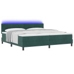 Pat Box Spring vidaXL cu Saltea și LED Verde închis 200x200 cm Catifea Pat Box Spring vidaXL cu Saltea și LED Verde închis 200x200 cm Catifea