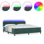 Pat Box Spring vidaXL cu Saltea și LED Verde închis 200x200 cm Catifea Pat Box Spring vidaXL cu Saltea și LED Verde închis 200x200 cm Catifea