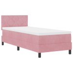 Pat Box Spring cu Saltea & LED Roz 80x200 cm Catifea Pat Box Spring cu Saltea & LED Roz 80x200 cm Catifea