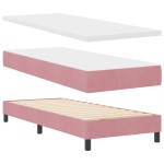 Pat Box Spring cu Saltea & LED Roz 80x200 cm Catifea Pat Box Spring cu Saltea & LED Roz 80x200 cm Catifea