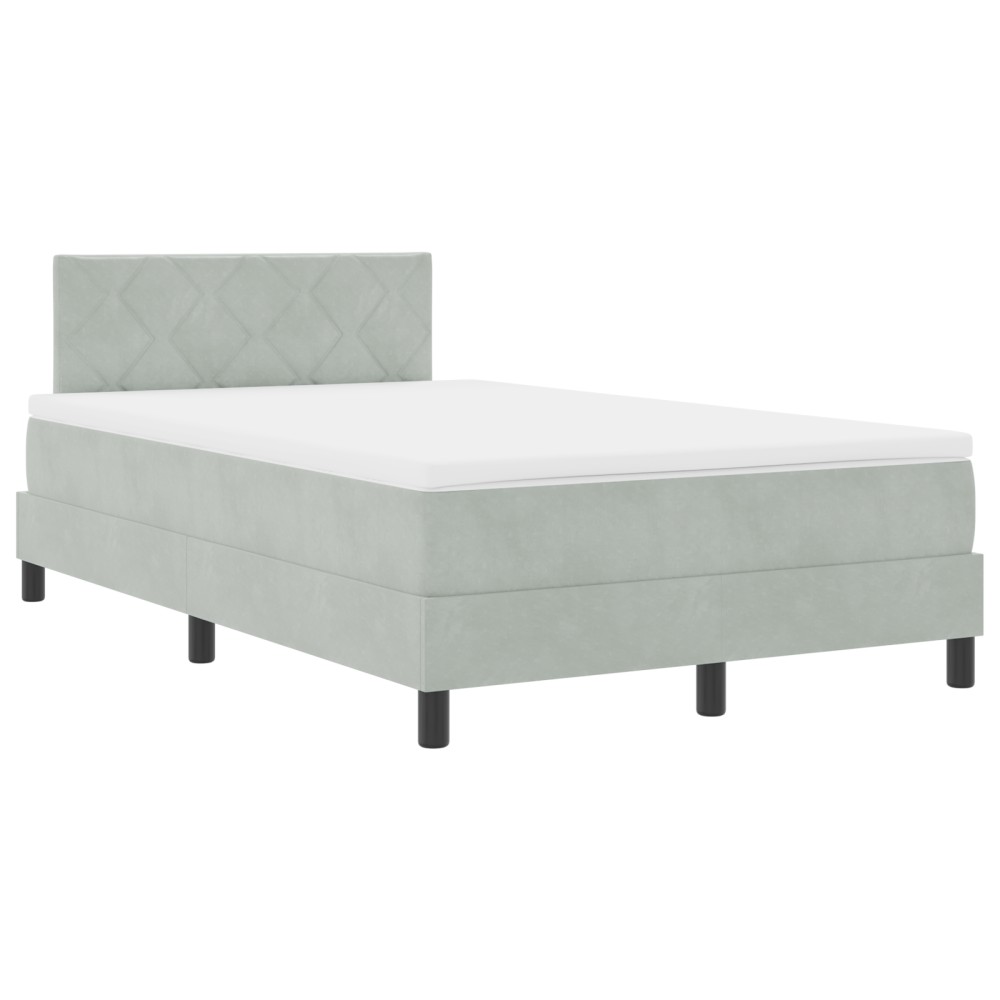 Pat Box Spring vidaXL cu saltea și lumină LED Gri deschis 120x200 cm Catifea