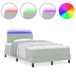 Pat Box Spring vidaXL cu saltea și lumină LED Gri deschis 120x200 cm Catifea Pat Box Spring vidaXL cu saltea și lumină LED Gri deschis 120x200 cm Catifea