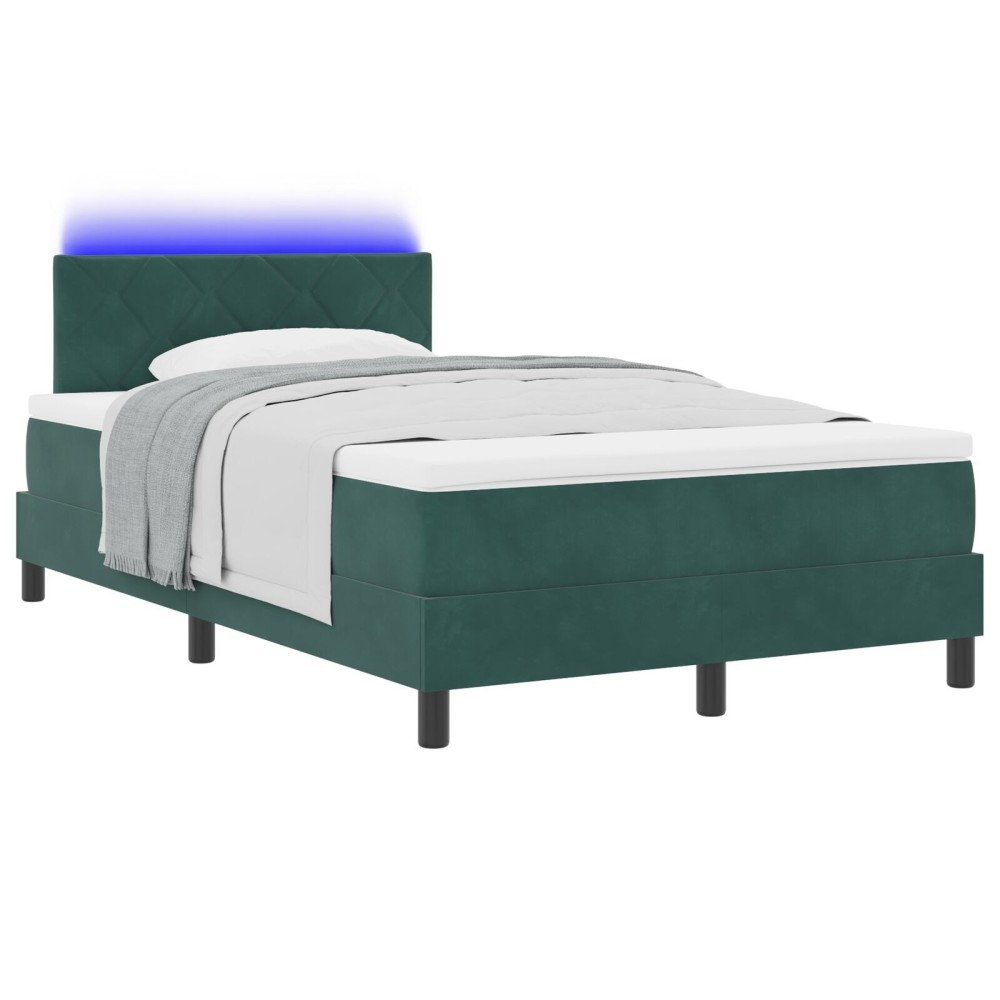 vidaXL Pat cu arcuri cu saltea Verde închis 120 x 200 cm Catifea