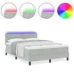 Pat cu saltea și LED vidaXL Gri deschis 140x190 cm Catifea Pat cu saltea și LED vidaXL Gri deschis 140x190 cm Catifea