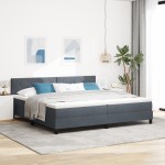 vidaXL Pat cu arcuri cu saltea Gri închis 200 x 200 cm Catifea vidaXL Pat cu arcuri cu saltea Gri închis 200 x 200 cm Catifea