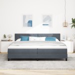 vidaXL Pat cu arcuri cu saltea Gri închis 200 x 200 cm Catifea vidaXL Pat cu arcuri cu saltea Gri închis 200 x 200 cm Catifea