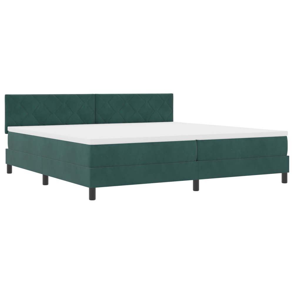 vidaXL Pat cu arcuri cu saltea Verde închis 200 x 200 cm Catifea