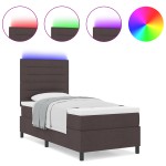 vidaXL <strong>Pat cu saltea cu arcuri și LED în maro închis</strong>, 80 x 200 cm vidaXL <strong>Pat cu saltea cu arcuri și LED în maro închis</strong>, 80 x 200 cm