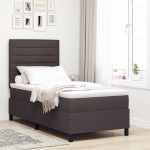 vidaXL Pat cu arcuri cu saltea Maro închis 90 x 200 cm țesătură vidaXL Pat cu arcuri cu saltea Maro închis 90 x 200 cm țesătură